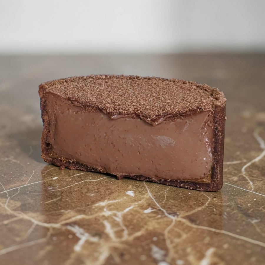 Flan chocolat, fève de tonka et praliné